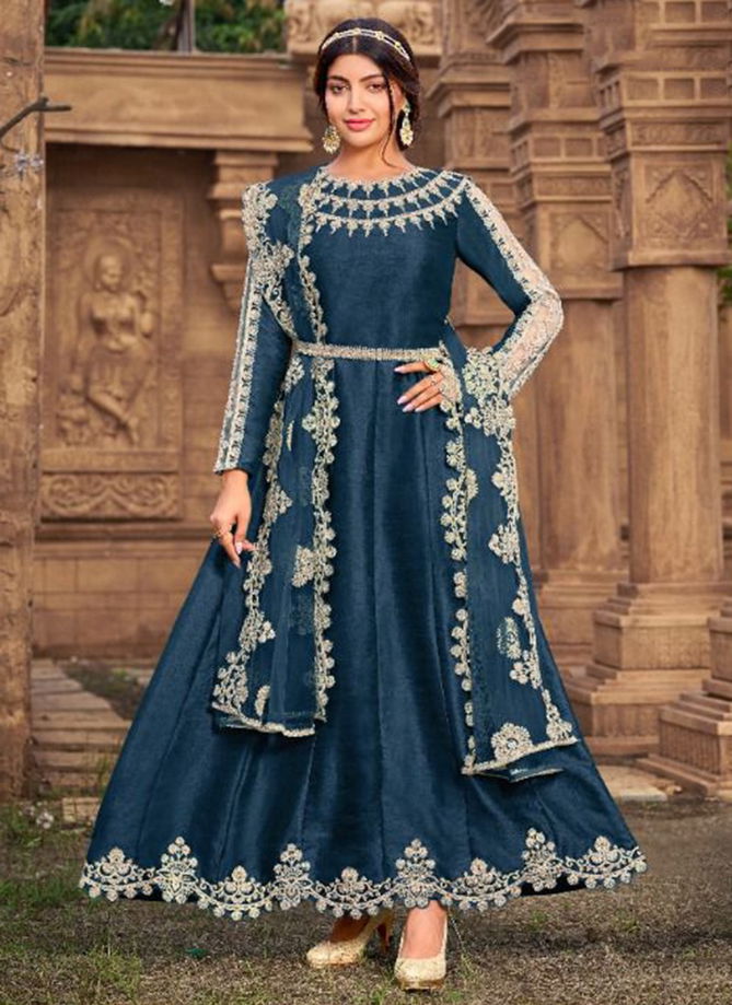 SANJH 2023 COLOUR EDITION New Designer Wedding Wear Heavy Silk Anarkali Salwar Suit Collection